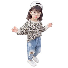 Children's Long Sleeve Leopard Print Sweater Fashion Back Letter